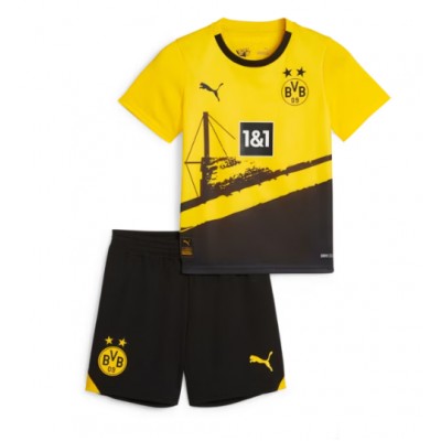 Fotballdrakt Barn Borussia Dortmund Hjemmedraktsett 2023-24 Kortermet (+ Korte bukser)